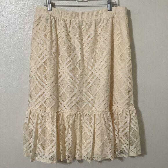 NWT Est. 1946 Cream Lace Cottagecore Western Prairie Button Midi Skirt Large - Picture 5 of 10